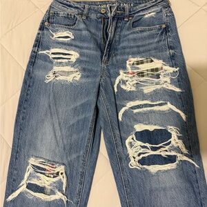 American Eagle Blue Mom Straight Jeans